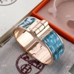 New Style Hermes Blue Clic Clac H Bracelet - Wide Bracelet